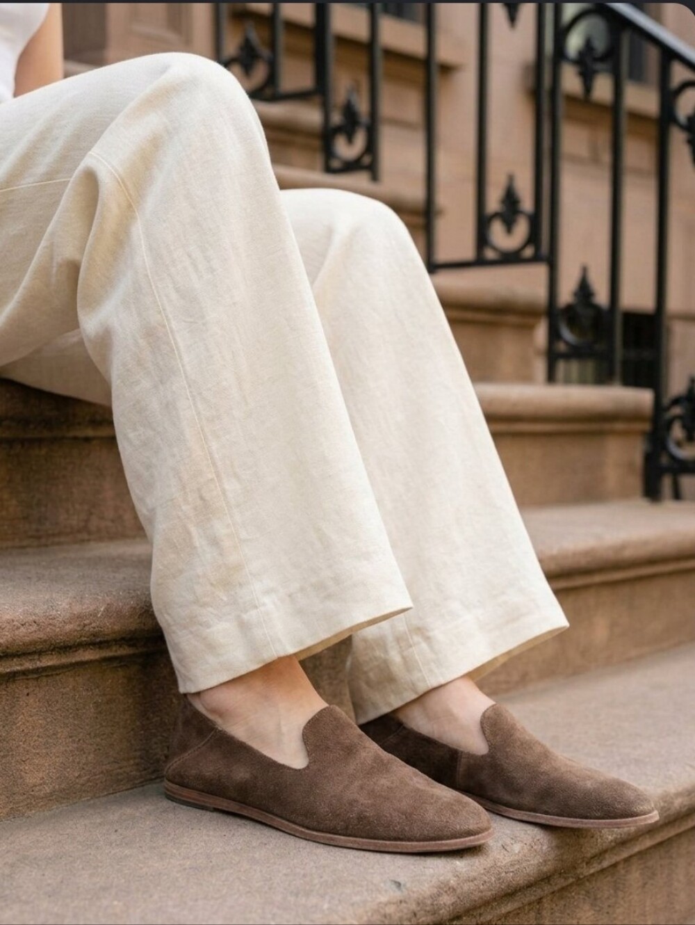 PEDRO GARCIA Smoking Slipper Unlined Raw Edge Hybrid Loafer Mule Suede Babo Tan